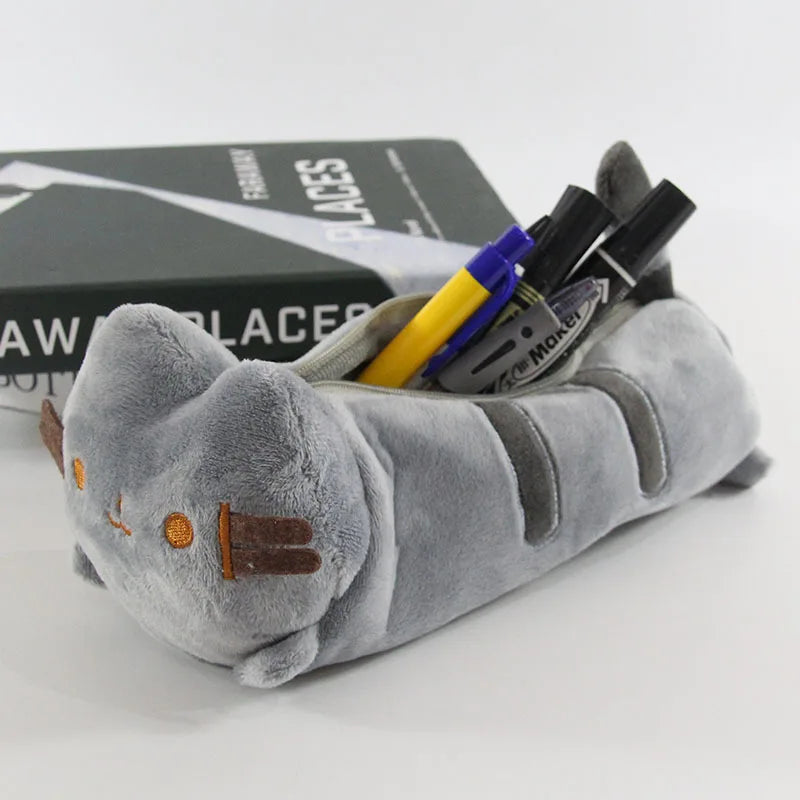 Large Capacity Cat Cosmetic Pouch - Pusheen Style Makeup & Stationery Bag for Teens & Travel