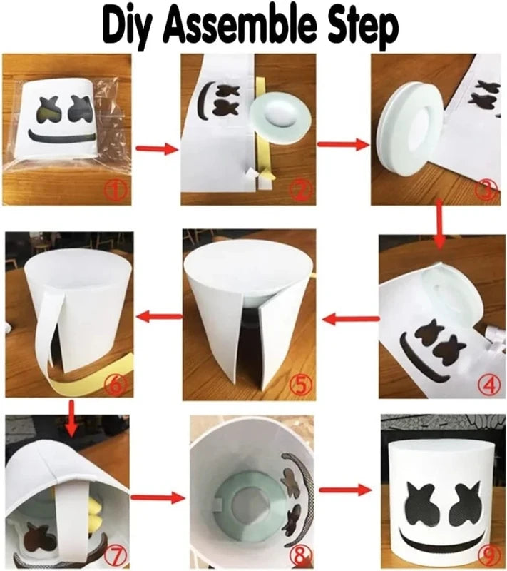 Halloween LED DJ Mask with Breathable Helmet - Lifelike Marshmello Cosplay Prop