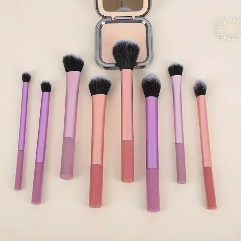 8-Piece Makeup Brush Set Soft Synthetic Hair Cosmetic Tools for Foundation Blush Eyeshadow