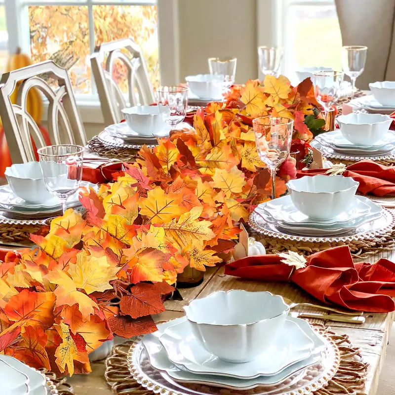 2M Artificial Fall Maple Leaf Garland Autumn Decor for Thanksgiving Halloween Wedding
