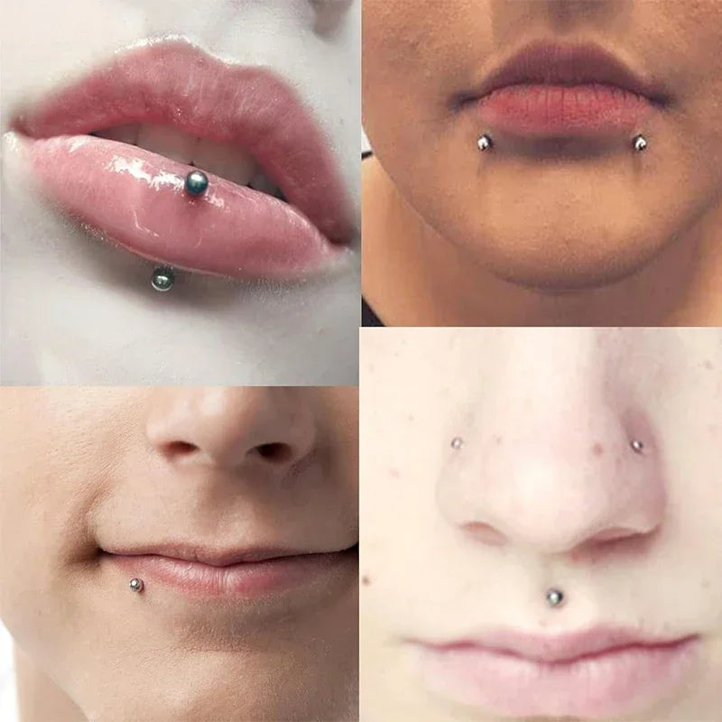Fake Lip Piercings & Nose Rings Set - Hypoallergenic Hoop & Snake Bite Styles