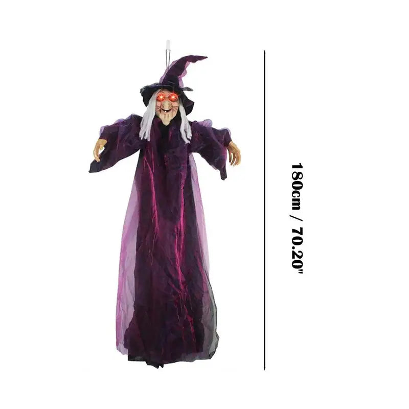 Life Size Talking Witch Halloween Decor - Purple Outdoor Animatronic with Voice Control