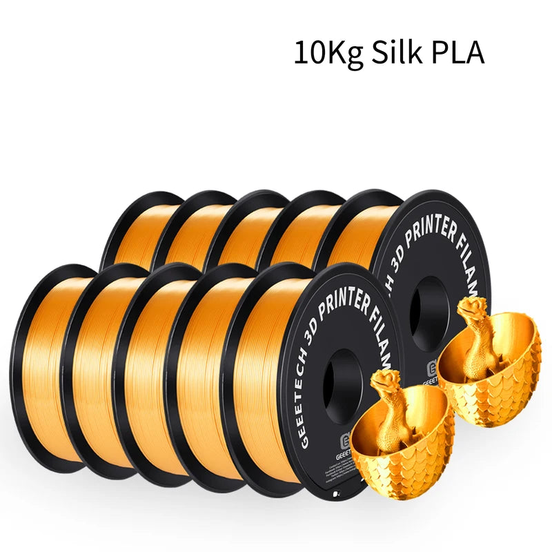 Silk PLA 3D Printer Filament 10kg Spool - Multiple Colors, Eco-Friendly & Biodegradable
