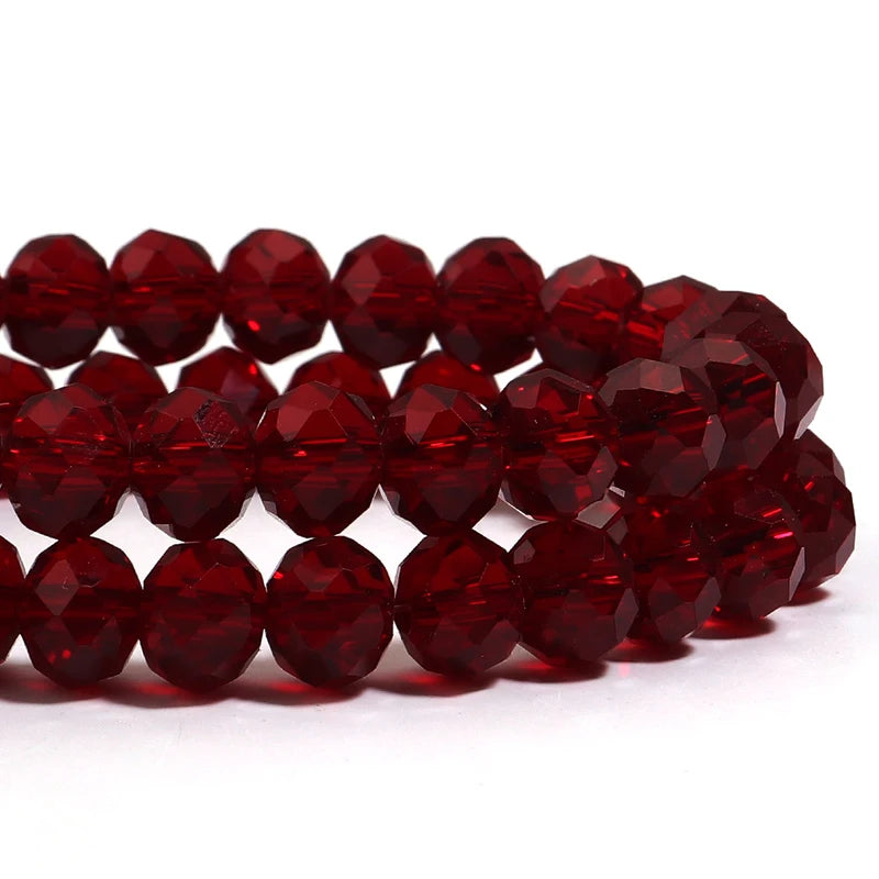 Glass Beads for Jewelry Making - Pomegranate Red Faceted Crystal Loose Beads