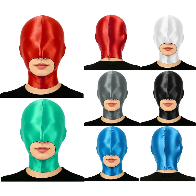 Full-Head Open Mouth Balaclava Mask with Back Zipper - Breathable Headgear for Halloween & Nightclub