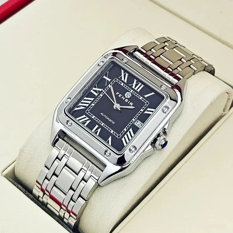 Luxury Men's Wristwatch with Calendar Display & Stainless Steel Strap - Trendy Business Casual Watch, Gift for Him