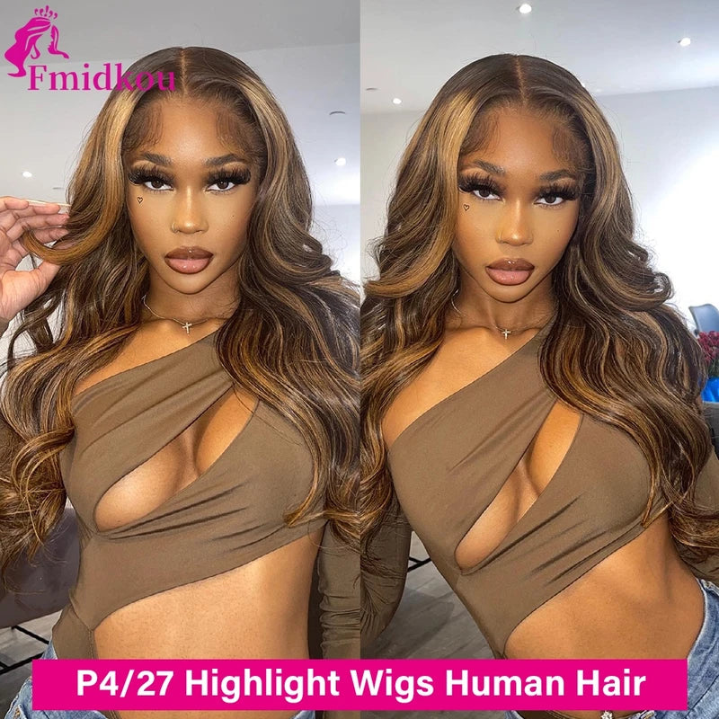 HD Lace Frontal Human Hair Wigs for Women - 4x13 Inches Body Wave, Glueless, Multiple Lengths & Colors