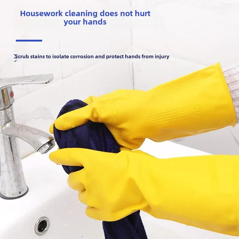 Chemical-Resistant Latex Gloves for Household Kitchen and Laundry - Thickened, Acid & Alkali Safe