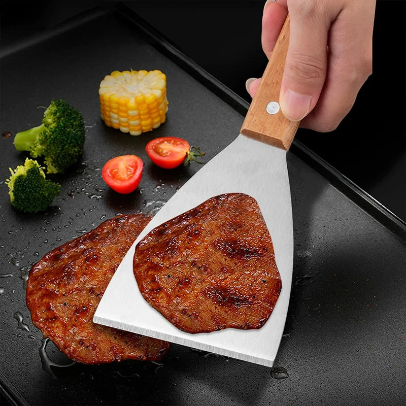 Heavy Duty Stainless Steel Oblique Spatula for Grill and Kitchen Cooking