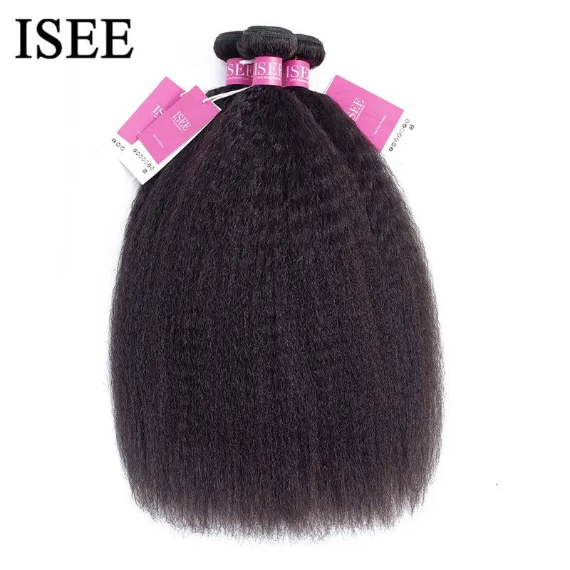 Mongolian Kinky Straight Hair Extensions Bundles 100% Human Hair - Natural & Remy