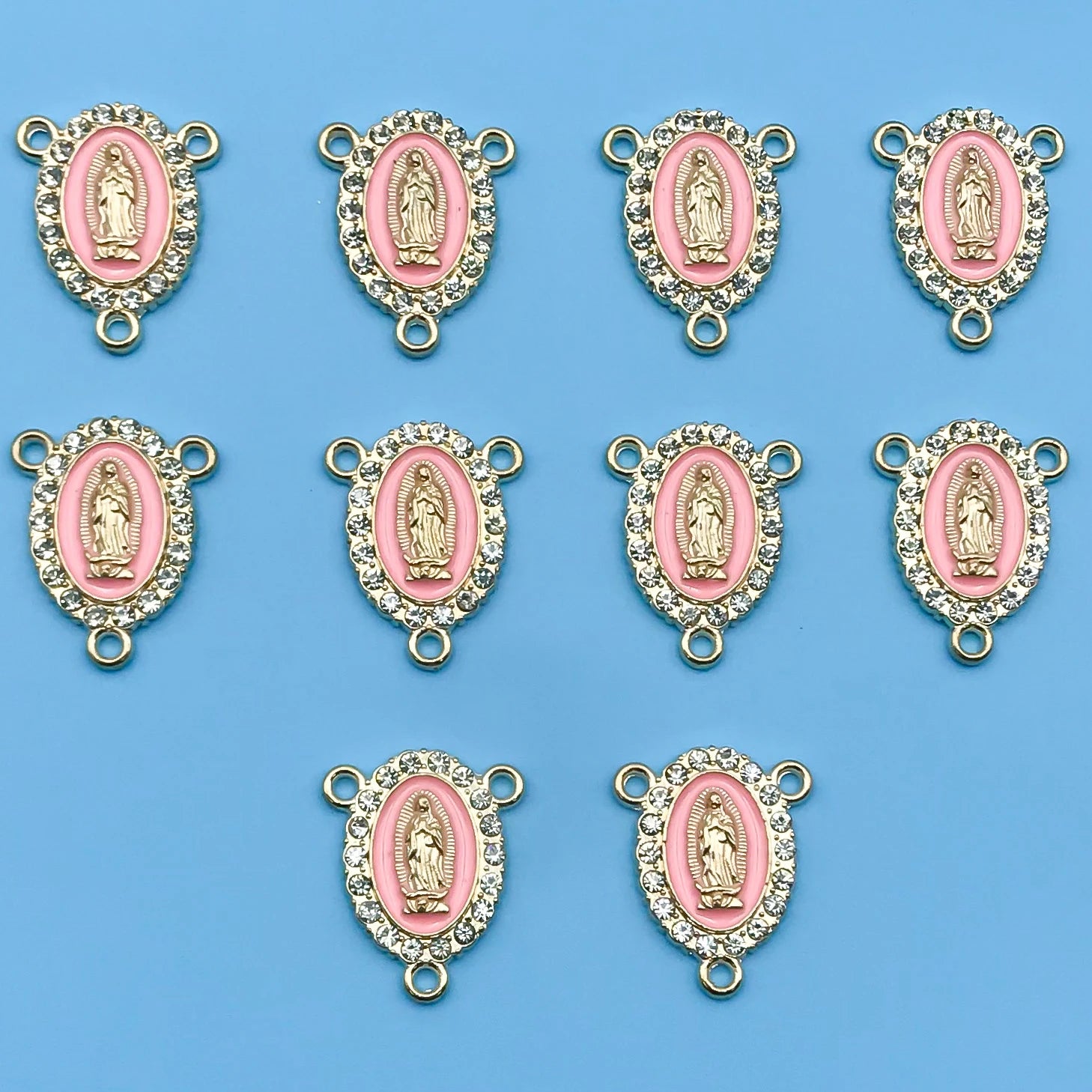 10/12Pcs Rhinestones Enamel Virgin Mary Charms for Jewelry Making Findings & Crafting