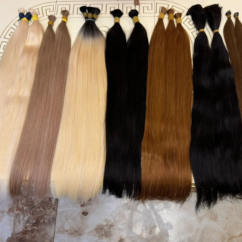 Human Hair Bulk No Weft Virgin Remy Straight Hair Extensions for Braiding Wholesale