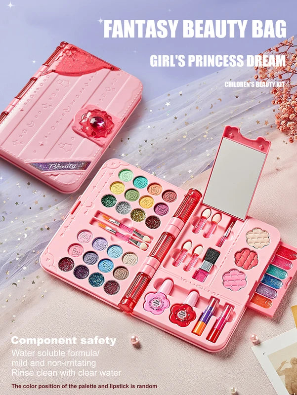 Kids Makeup Kit for Girls - Washable Play Cosmetic Set with Mirror and Accessories