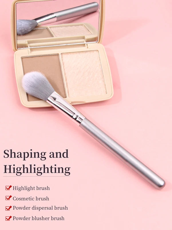 Portable Makeup Brush with Soft Hair Highlighter Brush for Travel & Home