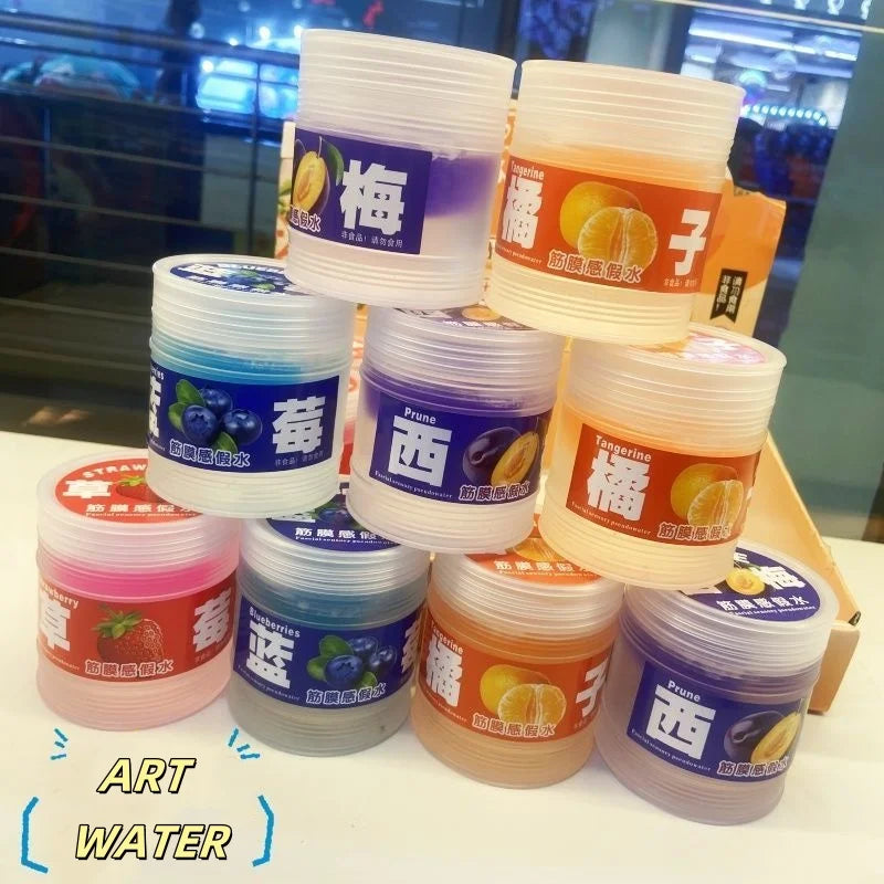 300ML Fake Fruit Juice Slime Bubble Gel Bucket Stress Relief Toy - Non-Toxic, Color Variants