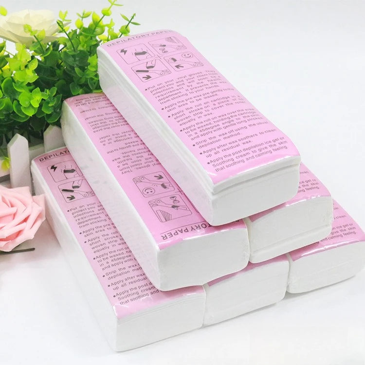 100 Sheets Hair Removal Wax Paper Strips Nonwoven Depilatory Cloth for Waxing