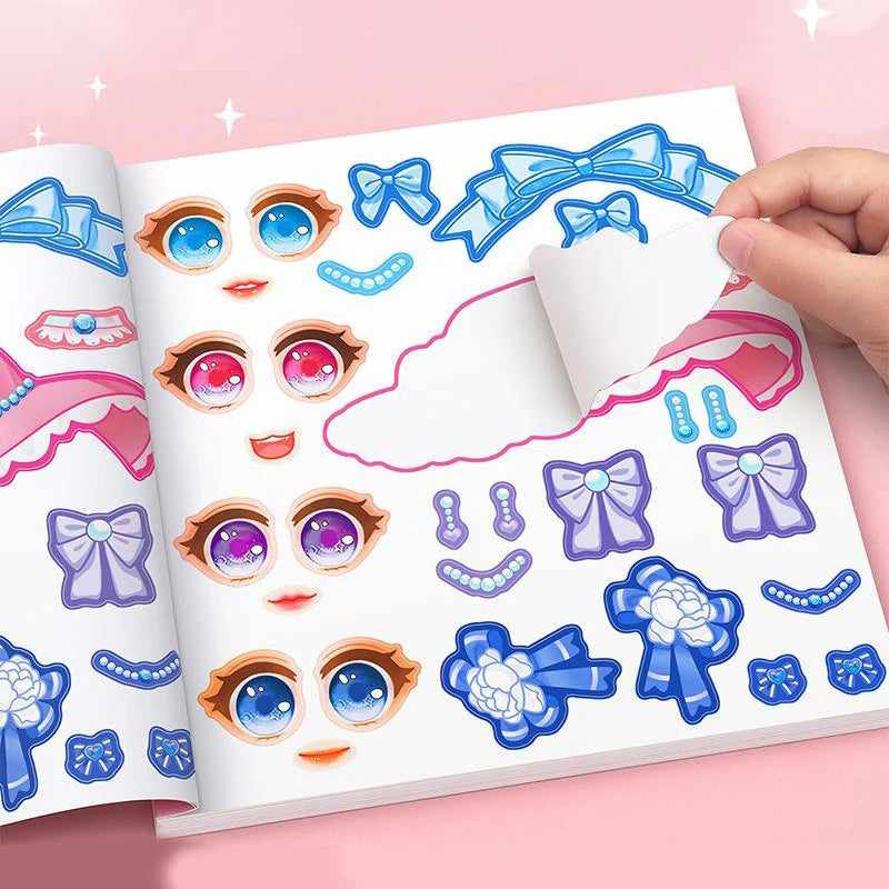 Reusable Cartoon Princess Sticker Set for Kids Creative Crafts & Face Making