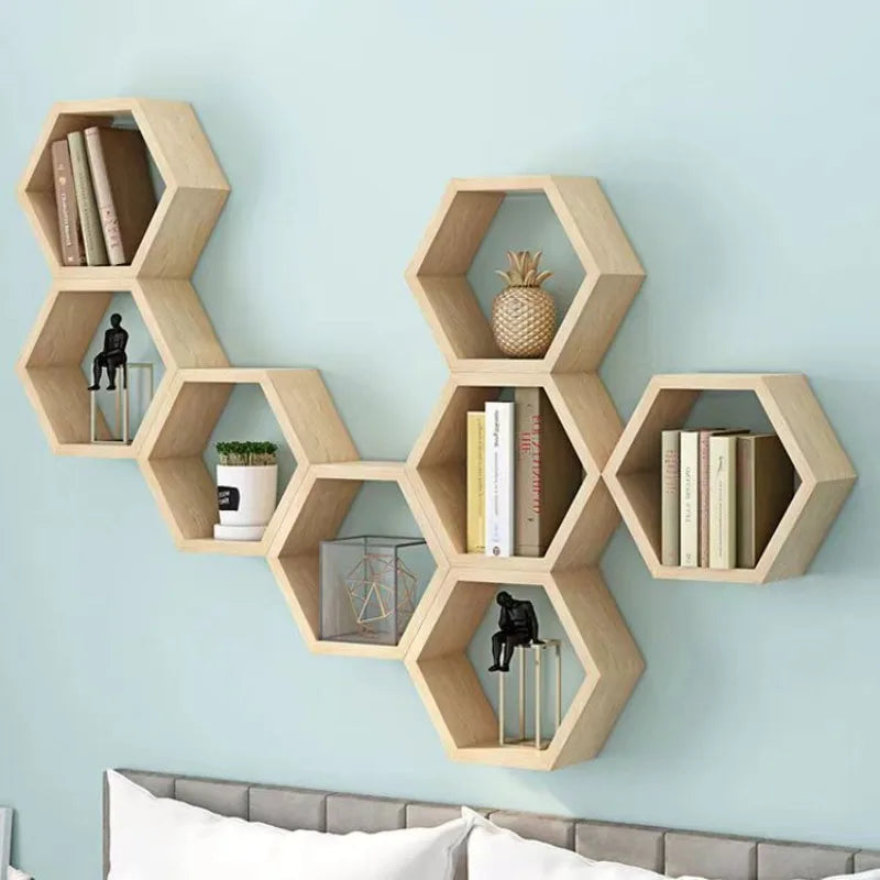 Hexagonal Honeycomb Wall Storage Rack - Creative Minimalist Grid Organizer