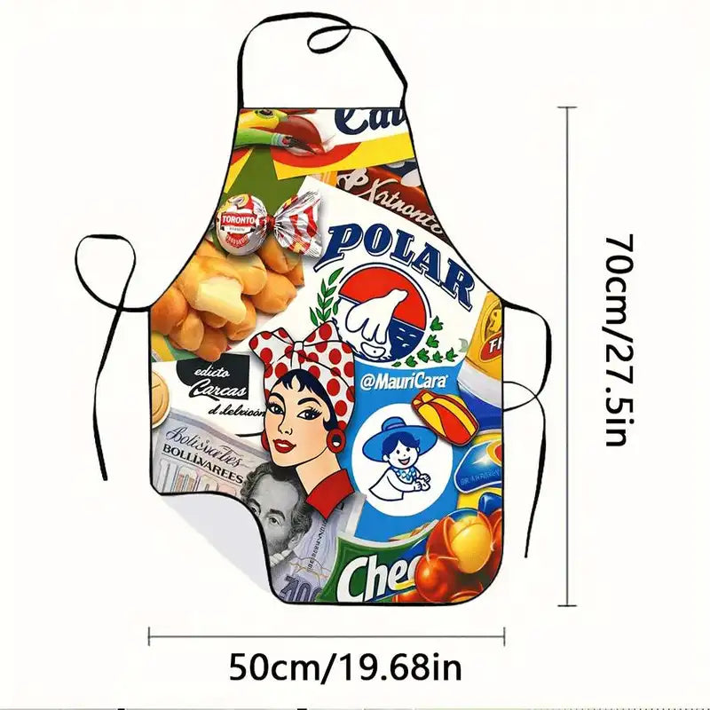 Retro Venezuelan Snacks Print Apron - Durable Kitchen Cooking Accessory