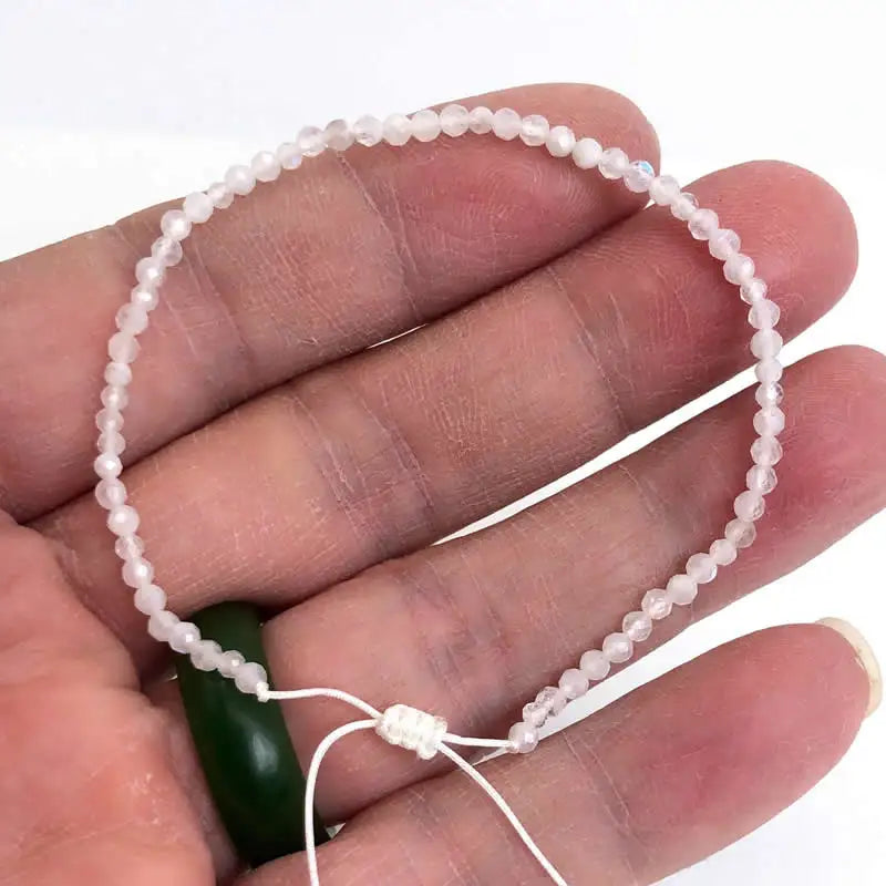 Natural Stone Beads Bracelet Jewelry 2MM Adjustable Mini Strand for Women Gift