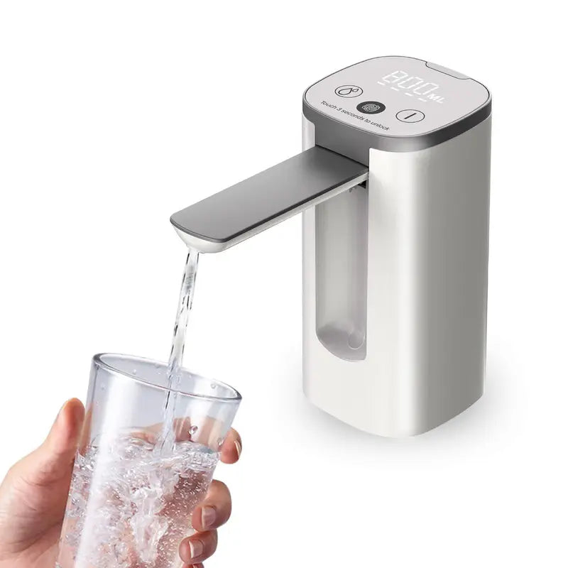 Portable Electric Water Bottle Dispenser with Display and Foldable Pump