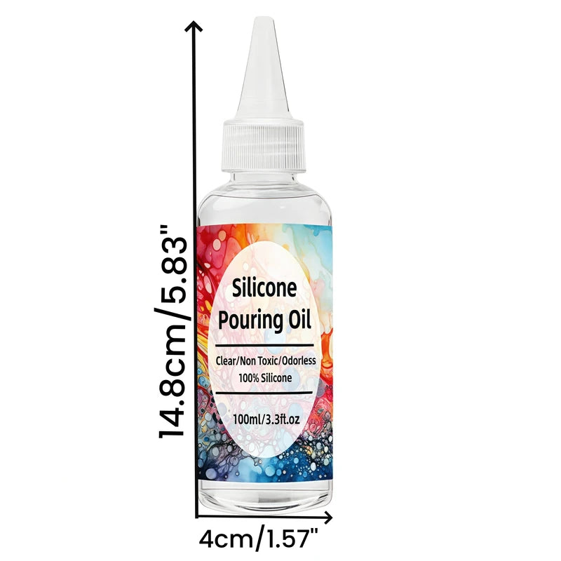 Silicone Pouring Oil for Acrylic Pouring and Resin Art - Odorless, Non-Toxic 3.3oz