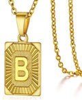 Initial Pendant Necklace for Women & Men Stainless Steel Cuba Link Letter Charm