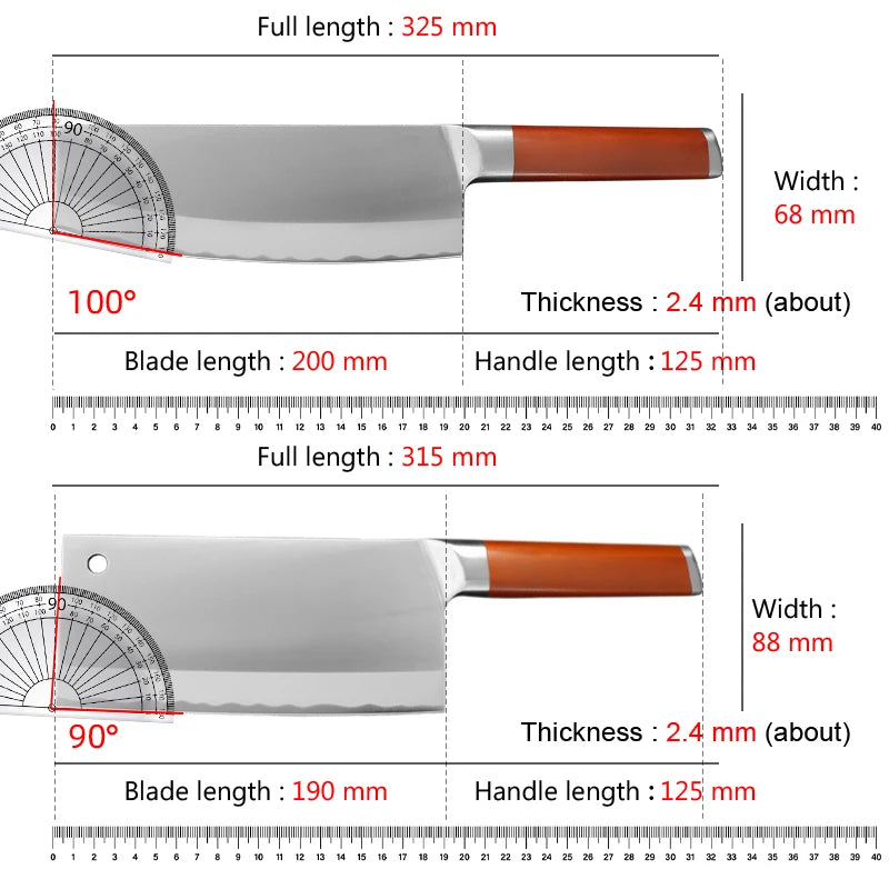 Professional Kitchen Chef Knife Stainless Steel Slicing & Cleaver Knife