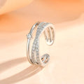 Sterling Silver Zircon Engagement Ring for Women Adjustable Wedding Jewelry