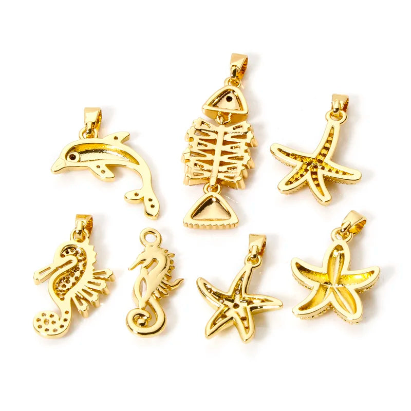 Ocean Charms Pendant Set for Jewelry Making - Dolphin Starfish Seahorse
