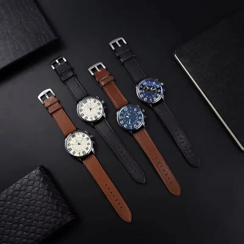 Men's Leather Quartz Wristwatch - Business Casual Elegant Men's Watch