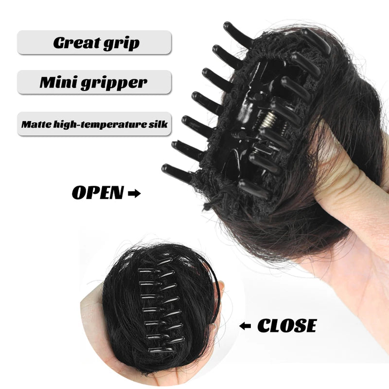 Women's Synthetic Curly Hair Bun Claw Clip - Ombre Messy Updo Hairpiece