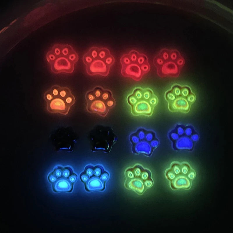 50Pcs Cat Paw Nail Charms Aurora Luminous Animal Paw Nail Art Decorations Cute Resin Flatback DIY