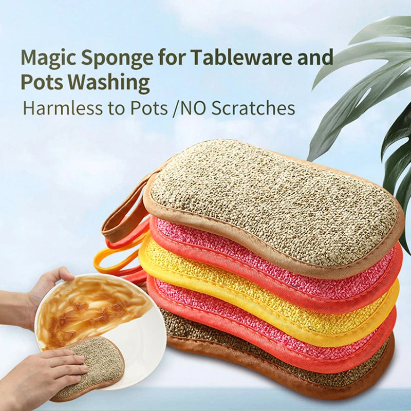 Multi-Purpose Cleaning Sponge Set - Heavy-Duty Dish & Surface Scrub, Washable & Chemical-Free