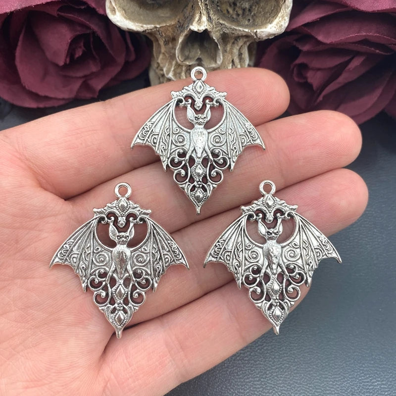 4pcs Gothic Vampire Bat Charms Halloween Pendant Jewelry Findings