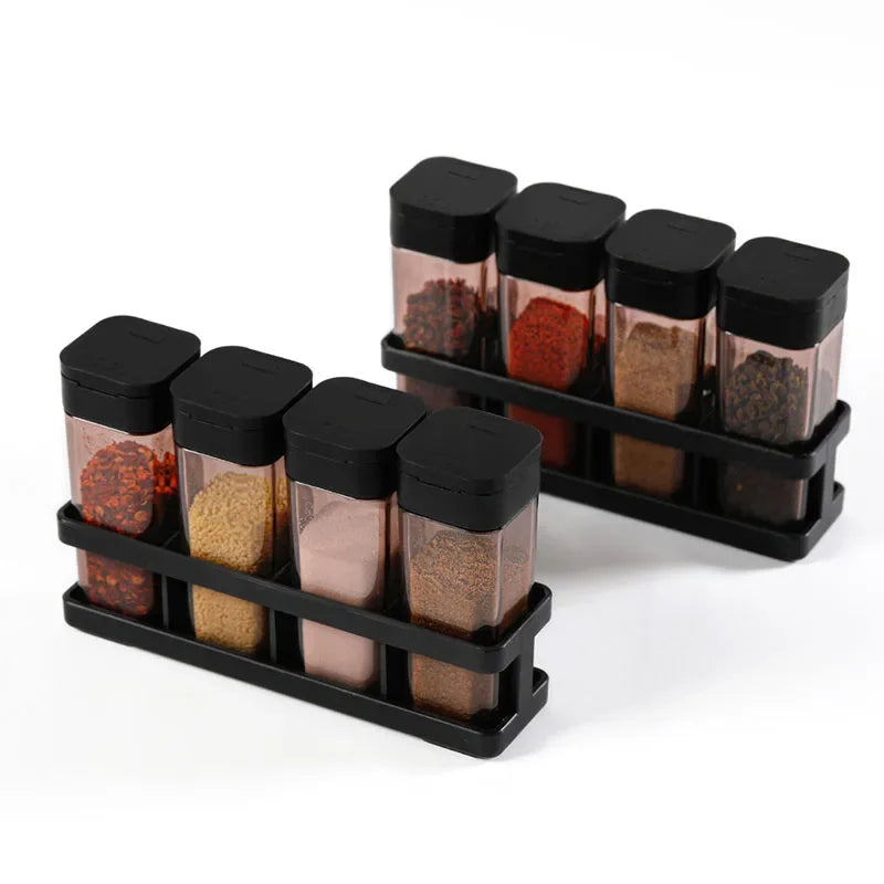Stackable Spice Organizer Set with Airtight Lids - Space-Saving Kitchen Jars
