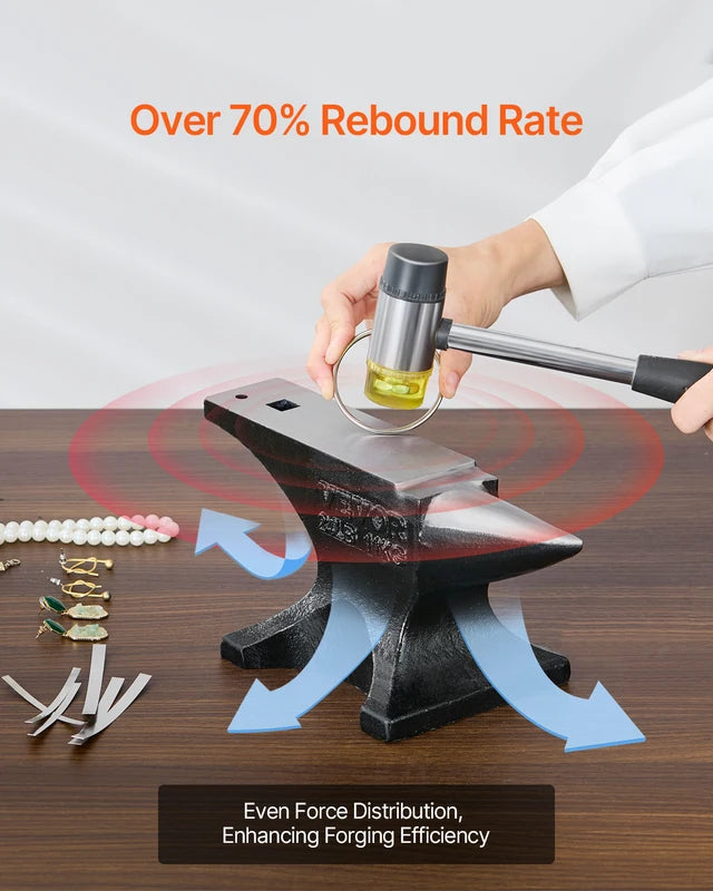 Cast Steel Anvil with Round Horn - Heavy Duty Blacksmithing Tool for Metalworking