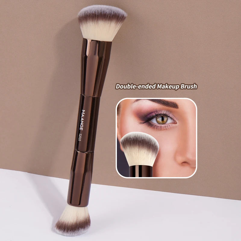 Double-Ended Foundation & Concealer Makeup Brush - Soft Synthetic Bristles