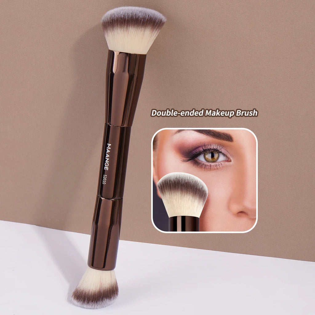 Double-Ended Foundation & Concealer Makeup Brush - Soft Synthetic Bristles