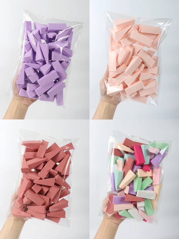 Set of 50 Colorful Makeup Sponges - Latex-Free Small Wedge Applicators