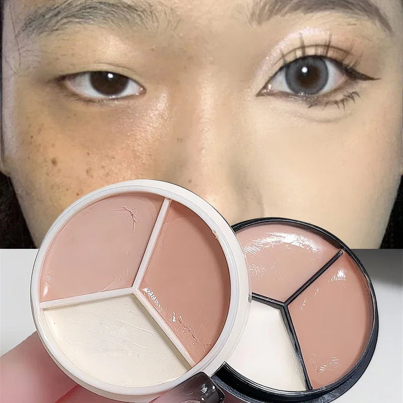 High Coverage 3-Color Concealer Palette for Face & Under Eyes – Waterproof & Long-lasting
