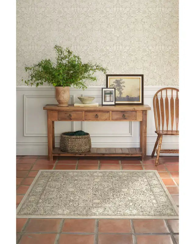 Vintage Floral Area Rug - Farmhouse Style Tufted Carpet for Living Room & Bedroom