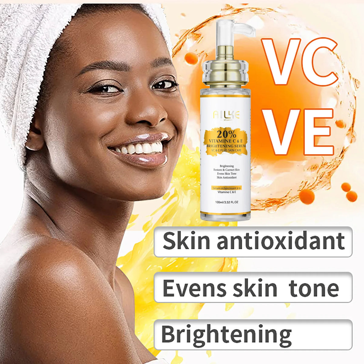 Lightening Body Cream with Vitamin C & Hyaluronic Acid - Hydrating Skin Tone Corrector