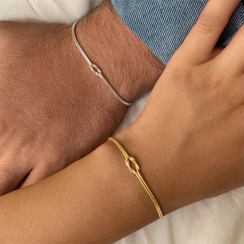 Stainless Steel Knot Snake Chain Bracelet Handmade Jewelry for Valentine's Day