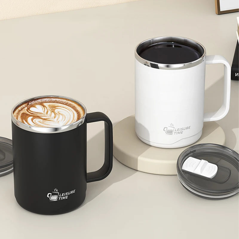 500ml Double-Layer Insulated Stainless Steel Coffee Mug with Handle - Portable Drinkware