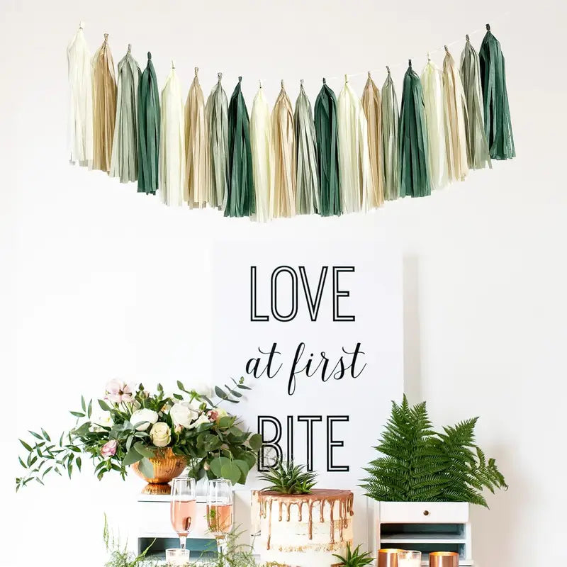 Green Birthday Party Decorations Banner Balloons Kraft Paper Set - Happy Birthday