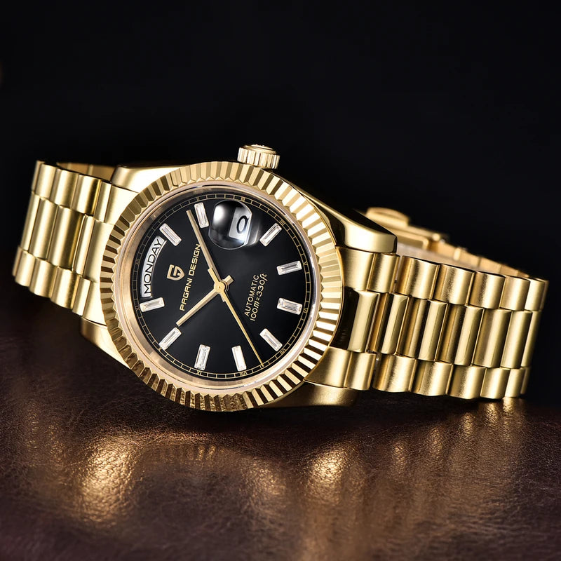 Luxury Automatic Men's Mechanical Watch with 100M Waterproof AR Sapphire Mirror
