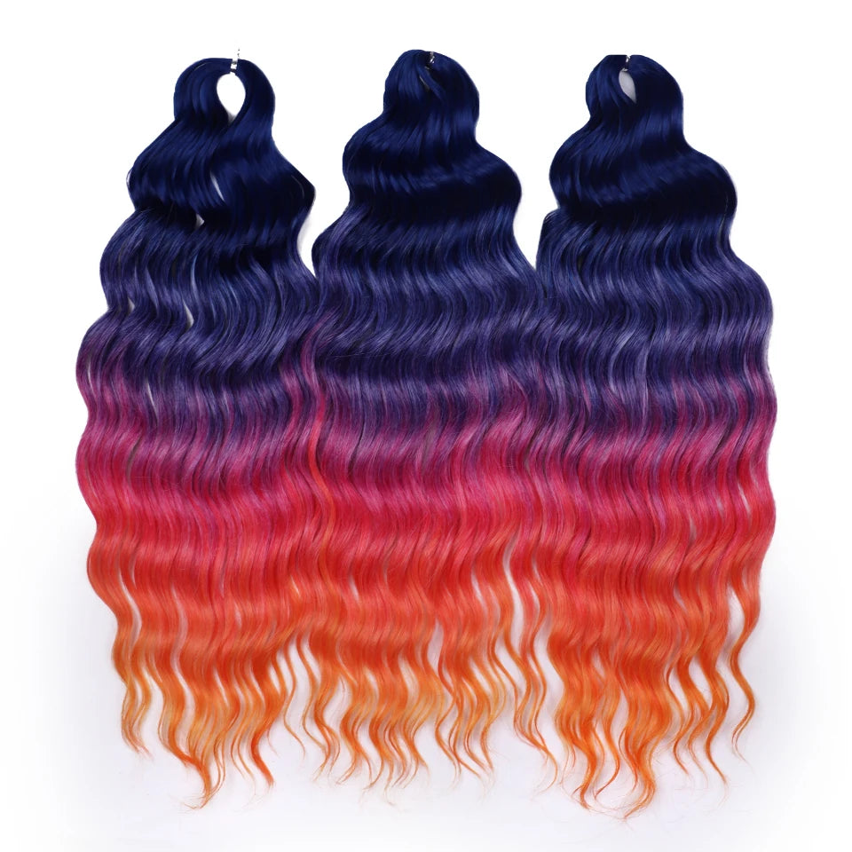Water Wave Braiding Hair Extensions - Ombre Blonde, Deep Curl, 24 Inch Afro Twist