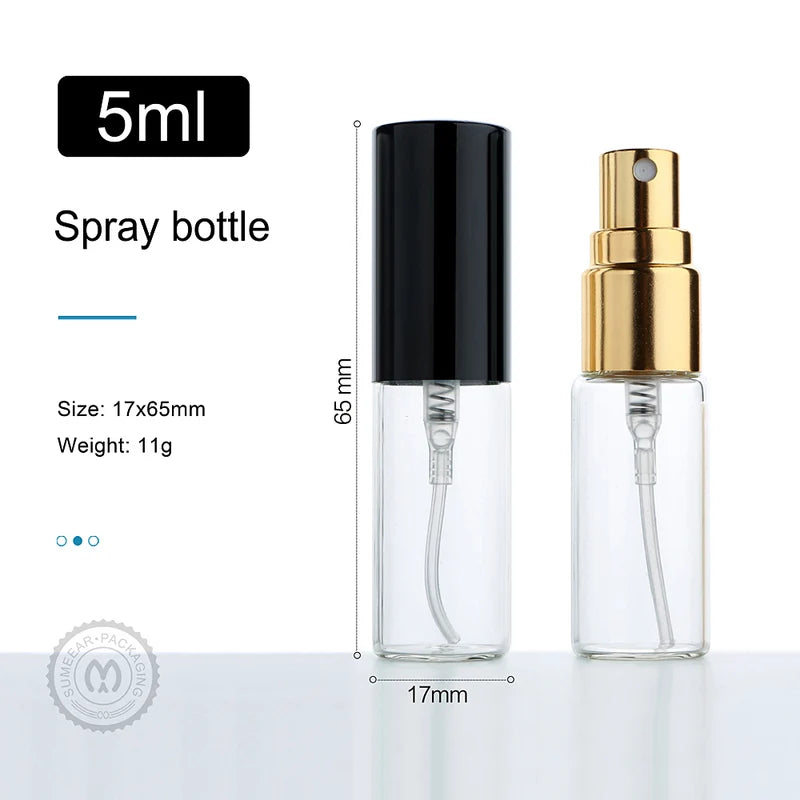 100Pcs 5ml Portable Empty Perfume Spray Bottles Travel Cosmetic Refillable Mini Parfum Bottles