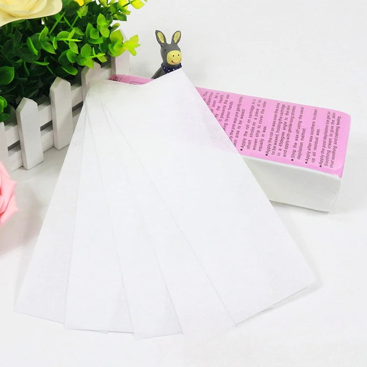 100 Sheets Hair Removal Wax Paper Strips Nonwoven Depilatory Cloth for Waxing
